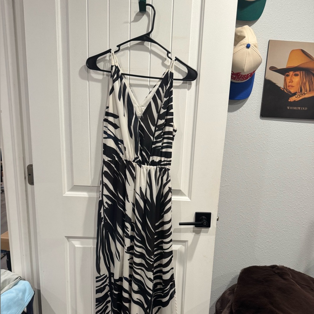 Black and White Zebra Print Maxi Dress